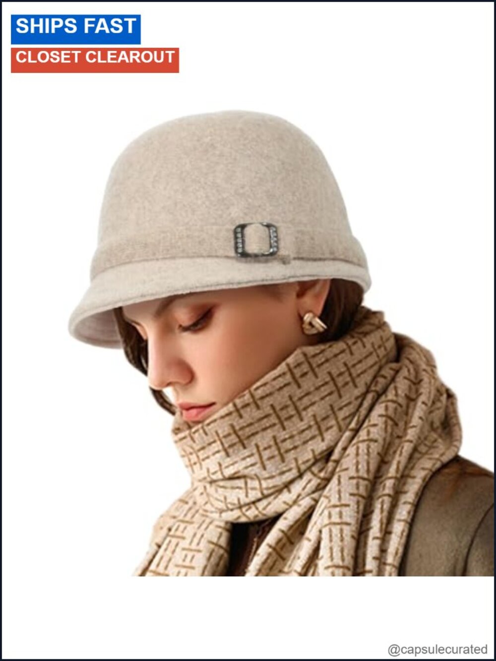 100% Wool Bucket Hat Winter Cloche Vintage 1920s Fedora for Women